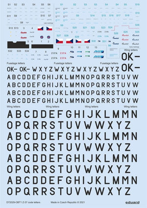 Eduard D72029 Z-37 stencils, code letters &amp;amp; labels for Eduard 1/72