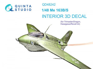 Quinta Studio QD48242 Me 163B/S 3D-Printed &amp;amp; coloured Interior on decal paper (Dragon) 1/48