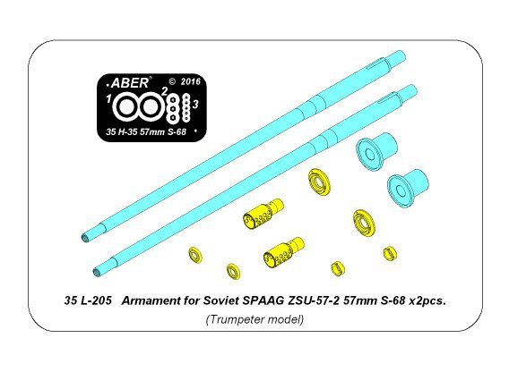 Aber 35L-205 Armament for Soviet SPAAG ZSU-57-2 57mm S-68 x2pcs. 1/35 – zdjęcie 8