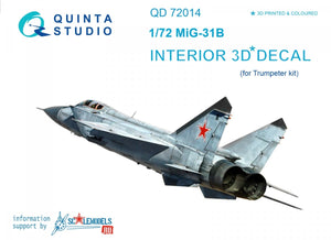 Quinta Studio QD72014 MiG-31B 3D-Printed &amp;amp; coloured Interior on decal paper (for Trumpeter kit) 1/72
