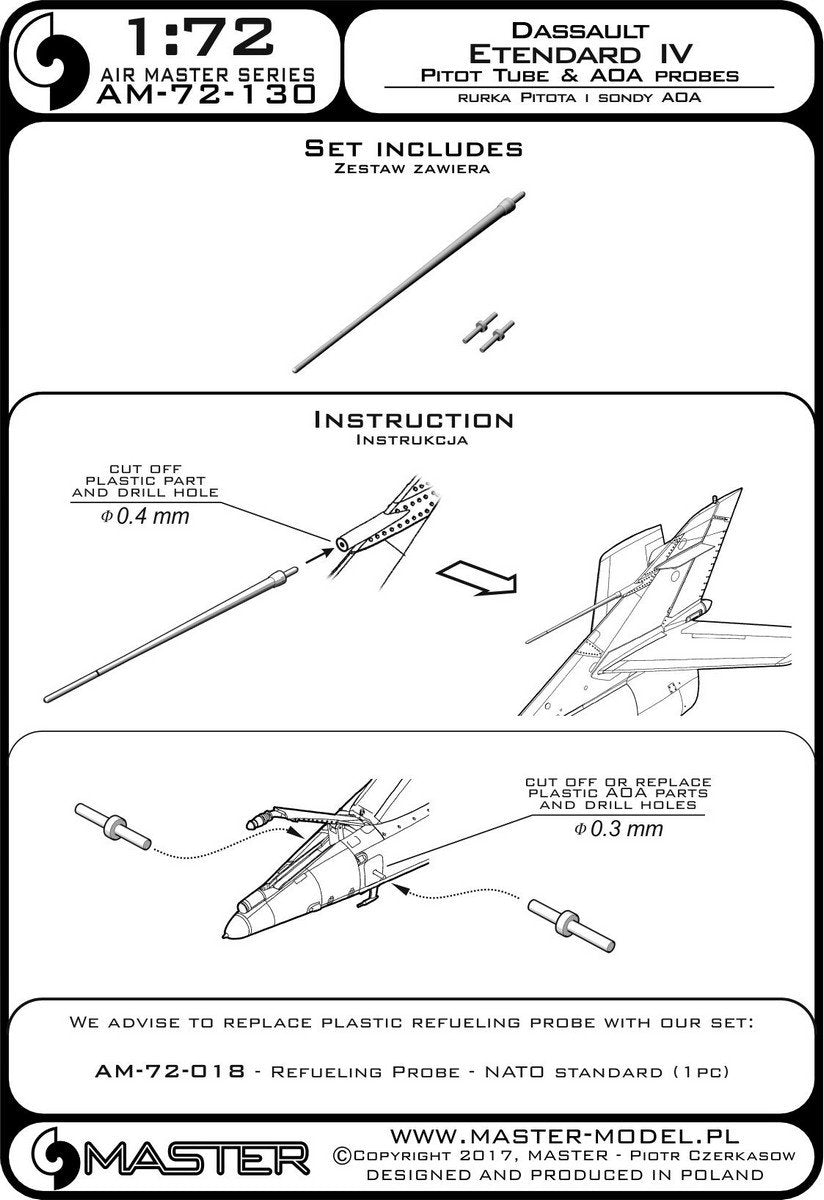 Master AM-72-130 Dessault Etendard IV Pitot tube &amp;amp; AOA Probes (1/72) – image 3