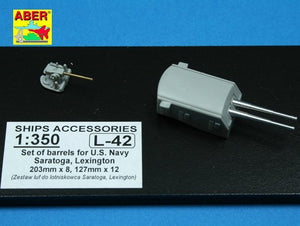 Aber 350L-42 Set of barrels 203mm x 8; 127mm x 12 for Japan Navy Saratoga, Lexington 1/350 – zdjęcie 3