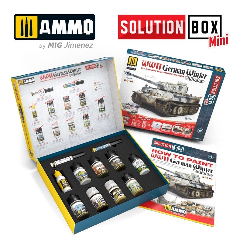 AMMO of Mig Jimenez 7901 Solution Box MINI - How to paint WWII German winter vehicles – zdjęcie 3