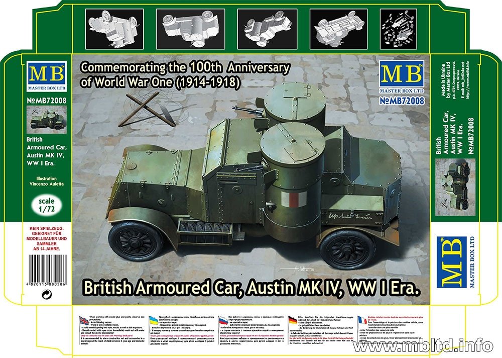 MASTER BOX 72008 Voiture blindée britannique Austin MK IV Première Guerre mondiale (1/72)