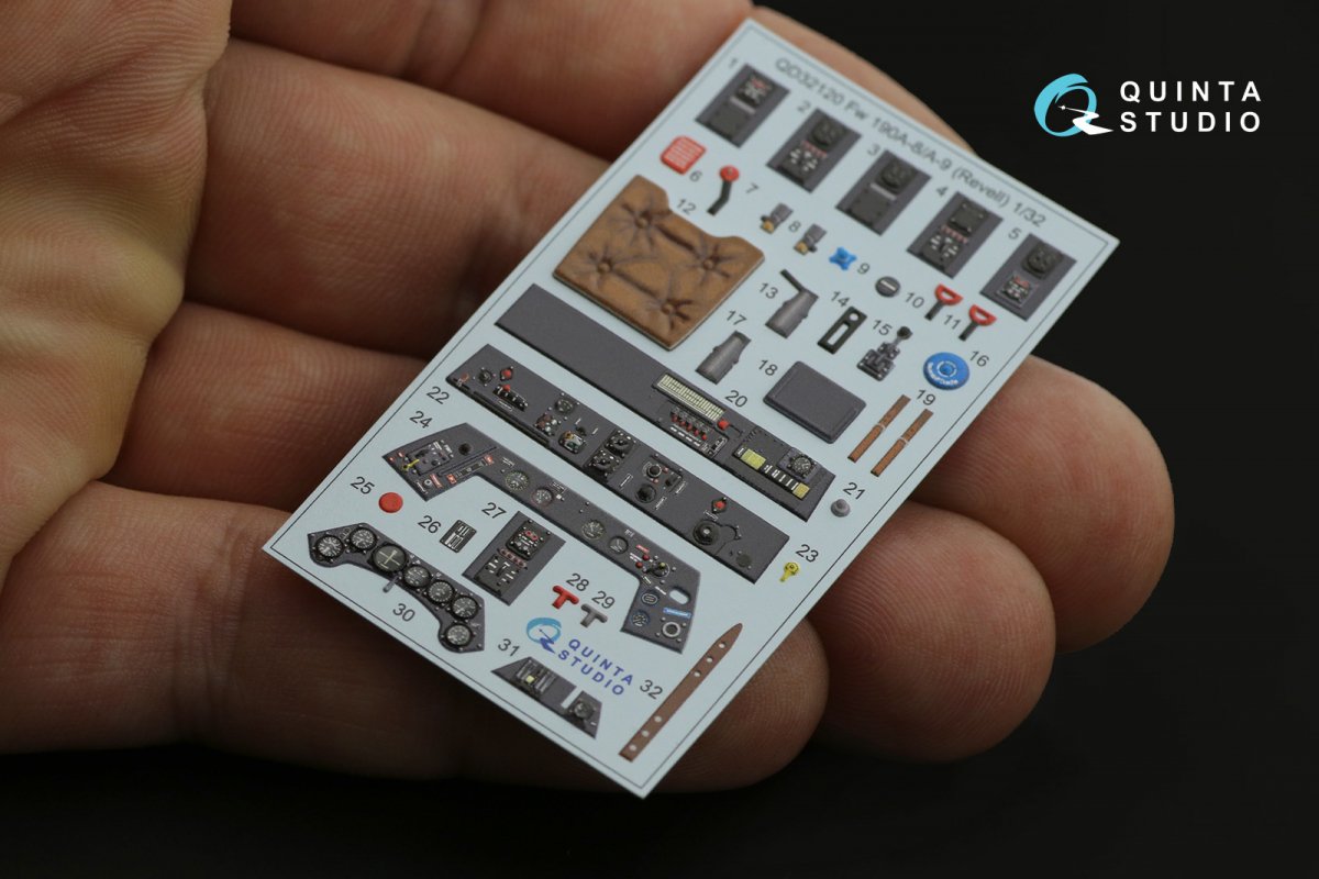 Quinta Studio QD32120 Fw 190 A-8/A-9 3D-Printed &amp;amp; colored Interior on decal paper (Revel) 1/32 – image 8