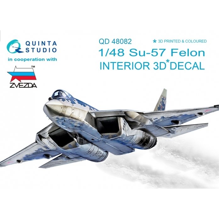 Quinta Studio QD48082 Su-57 3D-Printed &amp;amp; colored Interior on decal paper (for Zvezda kit) 1/48