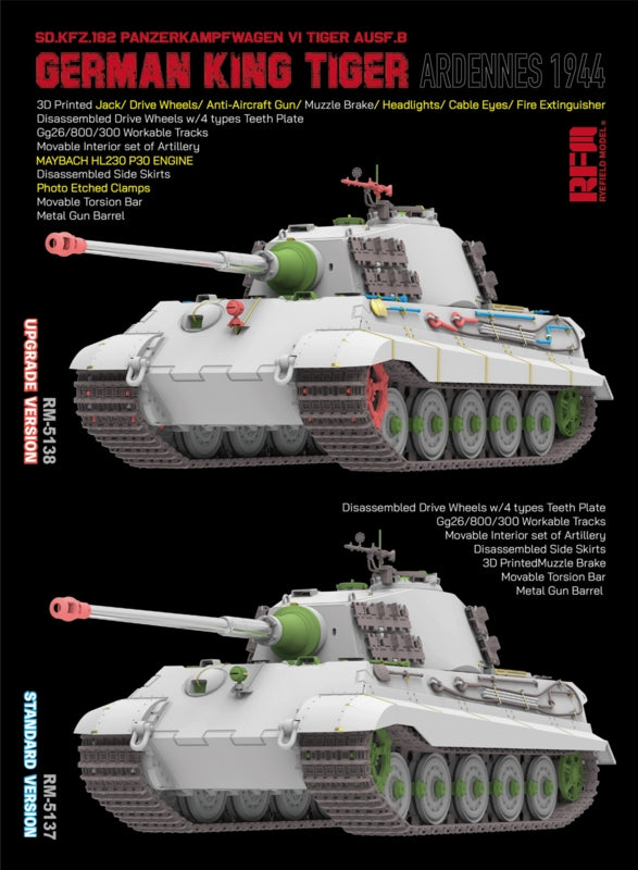 Rye Field Model 5138 German King Tiger Pz.Kpfw. VI Ausf. B Ardennes 1944 Upgrade Version 1/35 – image 3