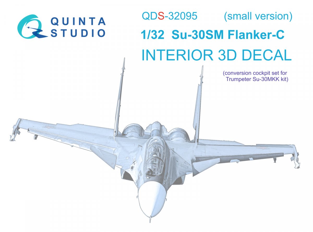 Quinta Studio QDS-32095 Su-30SM 3D-Printed &amp;amp; coloured Interior on decal paper (conversion for Trumpeter Su-30MKK) (Small version) 1/32