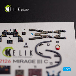 KELIK K72126 MIRAGE III C - interior 3D decals for Modelsvit kit 1/72 – zdjęcie 2