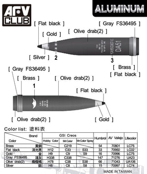 AFV Club AG35055 Aluminum 155mm Artillery Shell M1122 &amp;amp; M454 1/35 – image 2