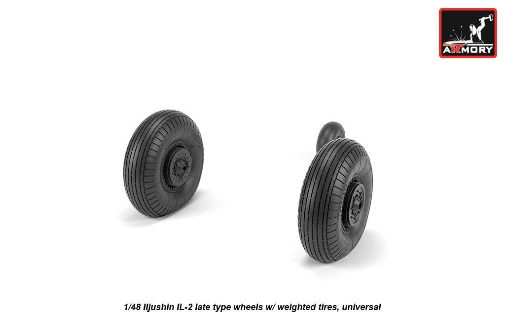 Armory Models AW48035 Iljushin IL-2 Bark late type wheels w/ weighted tires 1/48 – zdjęcie 2