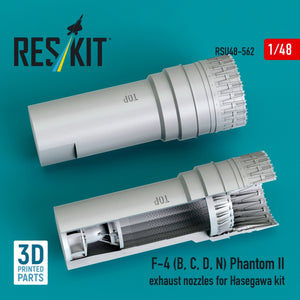 RESKIT RSU48-0562 F-4 (B, C, D, N) Phantom II exhaust nozzles for Hasegawa kit (3D Printed) 1/48
