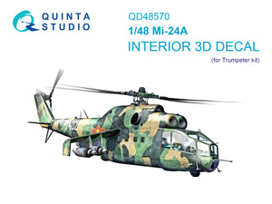 Quinta Studio QD48570 Mi-24A 3D-Printed &amp;amp; colored Interior on decal paper (Trumpeter) 1/48