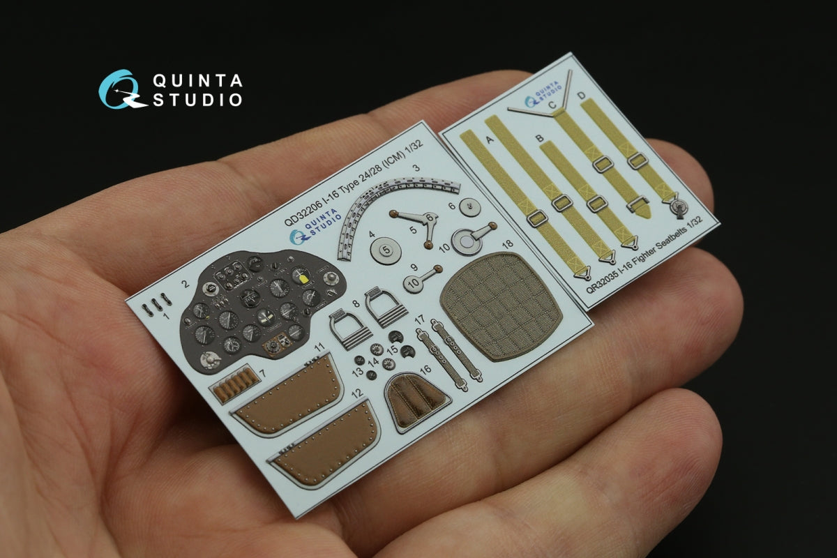 Quinta Studio QD32206 I-16 Type 24/28 3D-Printed coloured Interior on decal paper (ICM) 1/32 – immagine 8