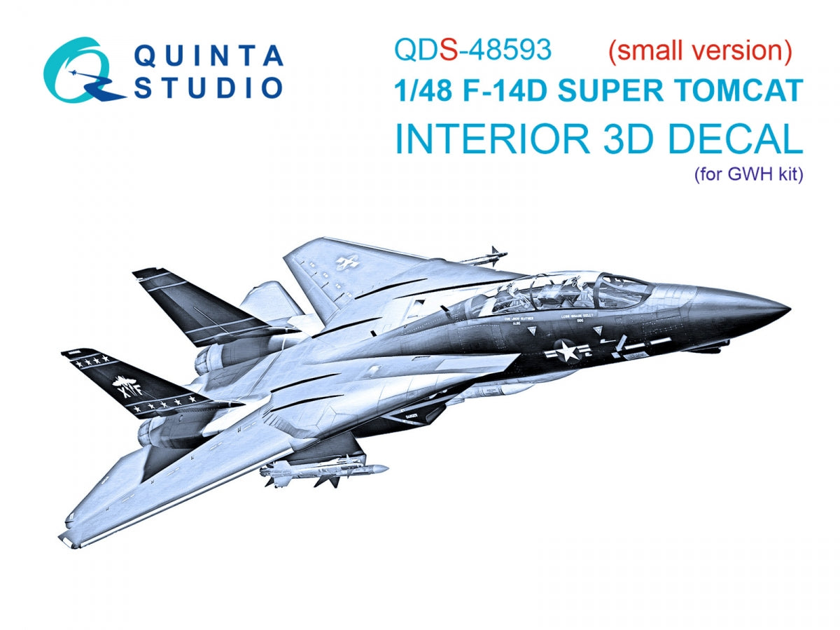 Quinta Studio QDS-48593 F-14D Super Tomcat 3D-Printed &amp;amp; coloured Interior on decal paper (GWH) (Small version) 1/48