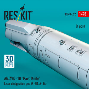 RESKIT RS48-0522 AN/AVQ-10 "Pave Knife" laser designation pod (1 pcs) (F-4D, A-6A) (3D Printed) 1/48