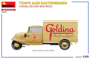 MiniArt 38053 TEMPO A400 KASTENWAGEN 3-WHEEL DELIVERY BOX TRUCK 1/35 – zdjęcie 7