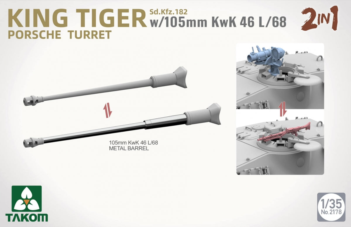 Takom 2178 Sd.Kfz.182 King Tiger Porsche Turret With 105mm KwK 46L/68 - 2 In 1 1/35 – image 4