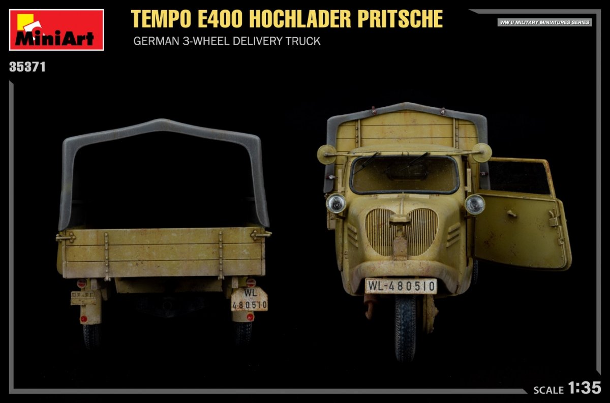 MiniArt 35371 Tempo E400 Hochlader Pritsche German 3-wheel delivery truck 1/35 – zdjęcie 5