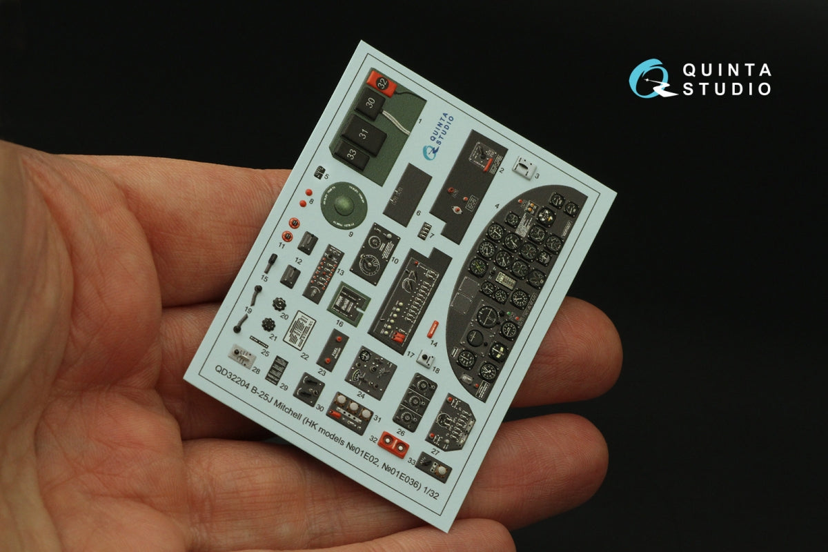 Quinta Studio QD32204 B-25J Mitchell Gun nose 3D-Printed &amp;amp; coloured Interior on decal paper (HK models) 1/32 – zdjęcie 3