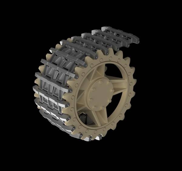 Panzer Art TR35-018 Entwicklungfahrzeug E-25 tracks + correct drive wheels 1/35 – zdjęcie 2