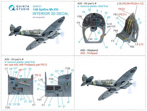 Quinta Studio QD48121 Spitfire Mk.XVI 3D-Printed &amp;amp; colored Interior on decal paper (Eduard) 1/48 – image 12