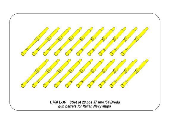 Aber 700 L-36 Set of 20 pcs 37 mm /54 Breda gun barrels for Italian Navy ships 1/700 – zdjęcie 4