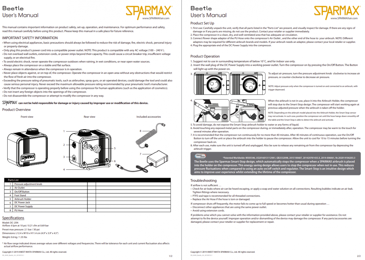 Sparmax DC25N Beetle - Mini Air Compressor – zdjęcie 2