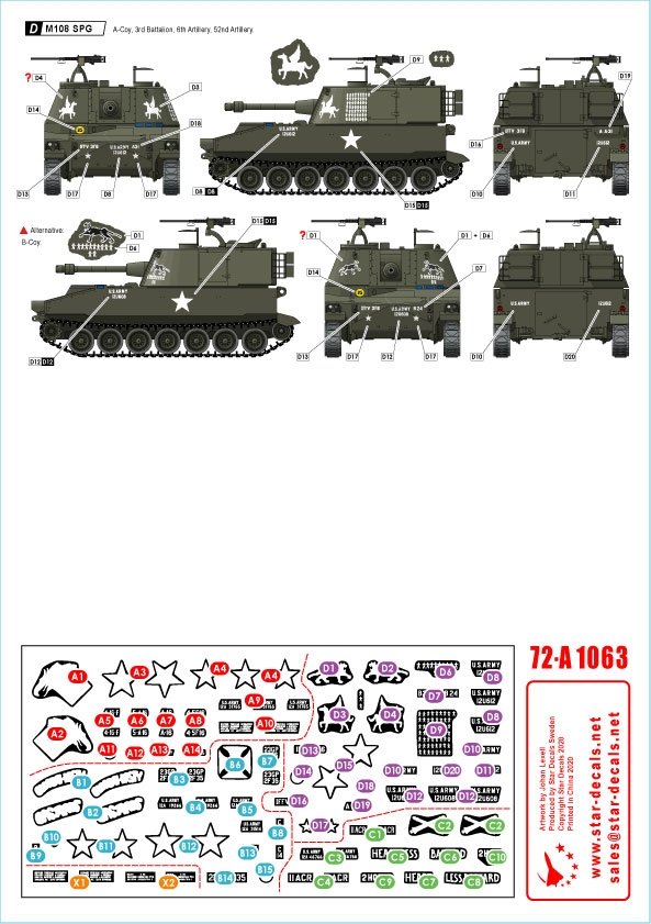 Star Decals 72-A1063 Big Guns in Vietnam. US Army M108 SP Howitzers and M109 155mm 1/72 – zdjęcie 2