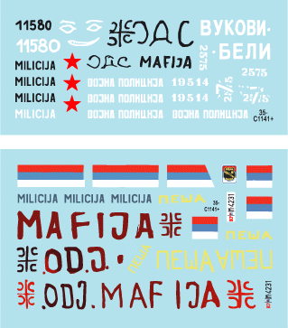 Star Decals 35-C1141 Serbian (SVK and VRS) T-34/85M, M60 PB, BRDM-2 and TAM 110 truck 1/35 – image 3