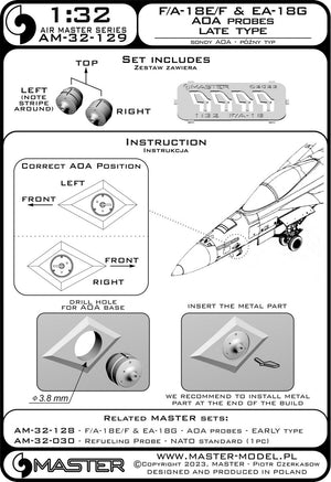 Master AM-32-129 F/A-18E/F Super Hornet &amp;amp; EA-18G Growler - Angle Of Attack probes - LATE type 1/32 – image 2