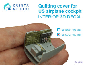 Quinta Studio QD32212 Quilting cover for US airplane cockpit. 3D-Printed colored Interior on decal paper (All kits) 1/32