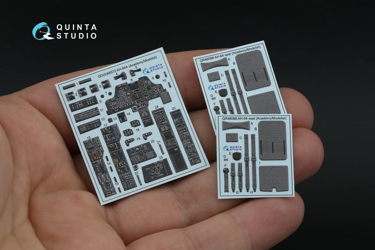 Quinta Studio QD48572 AH-64A 3D-Printed &amp;amp; coloured Interior on decal paper (Academy/Modelist) 1/48 – zdjęcie 3