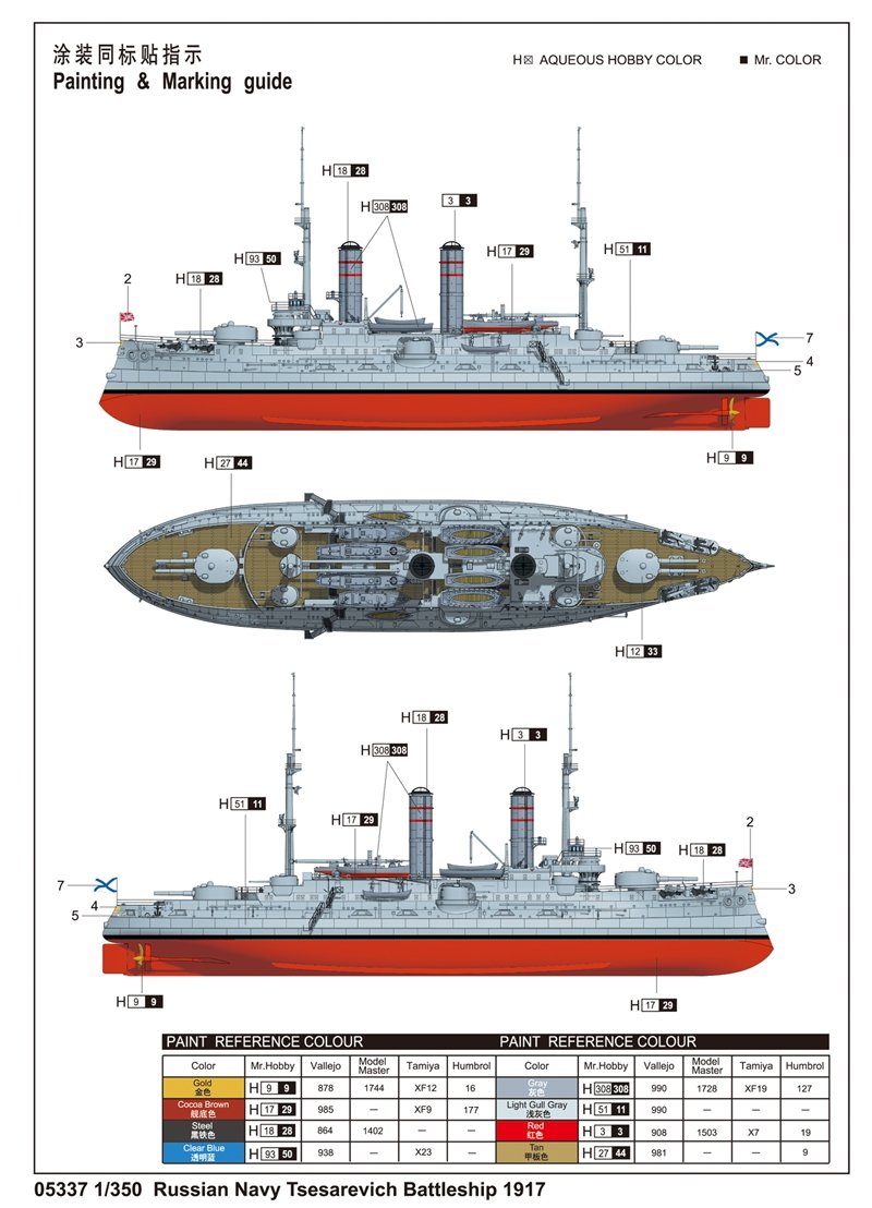 Trumpeter 05337 Russian Navy Tsesarevich Battleship 1917 1/350 – zdjęcie 2