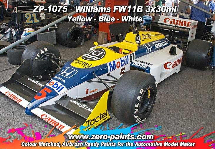 Zero Paints ZP-1075 Williams FW11B Blue/Yellow Paint Set 3x30ml – zdjęcie 2