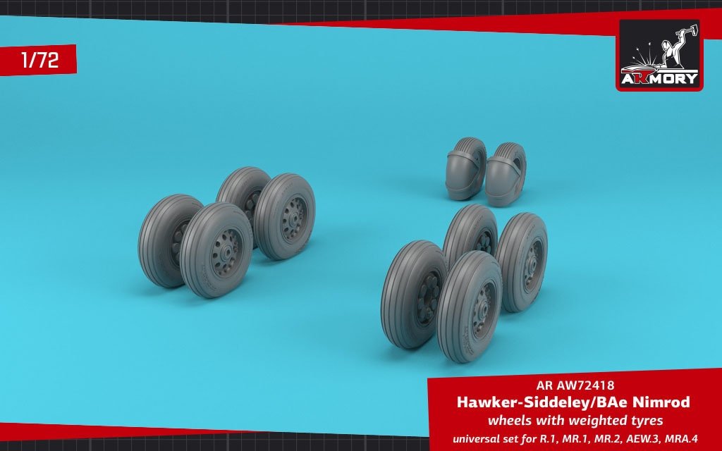 Armory Models AW72418 BAe Nimrod wheels w/ weighted tires 1/72 – zdjęcie 4