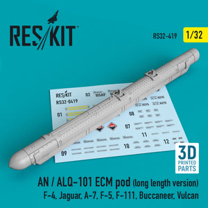 RESKIT RS32-0419 AN/ALQ-101 ECM POD (LONG LENGTH VERSION) (3D PRINTED) 1/32