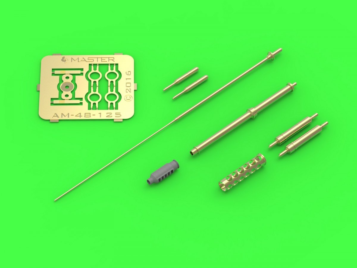 Master AM-48-125 AH-64 Apache - M230 Chain Gun barrel (30mm), Pitot Tubes and tail antenna (resin, PE and turned parts) 1/48