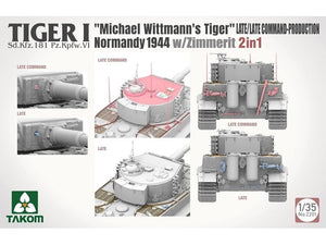 Takom 2201 Tiger I Late Production w/zimmerit Normandy 1944 Sd.Kfz. 181 Pz.Kpfw. VI Ausf. E &amp;quot;Michael Wittmann&amp;#39;s Tiger&amp;quot;(Late/Late Command) 1/35 – image 5