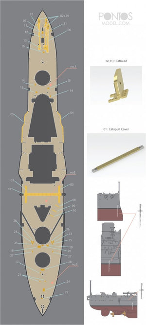 Pontos 35027WD1 HMS Warspite Wooden Deck set 1943 1/350 – image 5