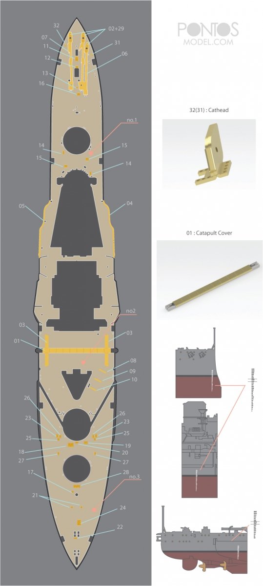 Pontos 35027WD1 HMS Warspite Wooden Deck set 1943 1/350 – image 5
