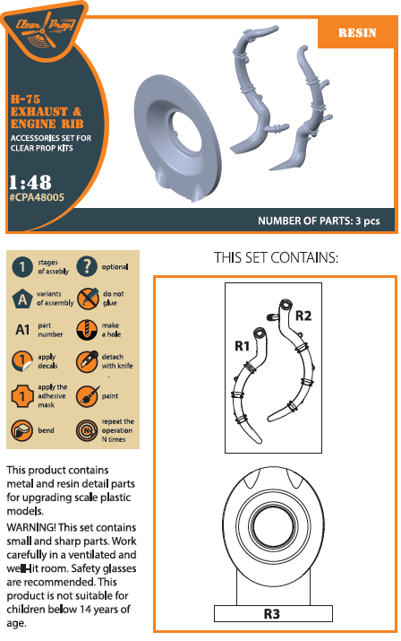 Clear Prop! CPA48005 Hawk H-75 M/N/O resin exhaust for CP kit ACCESSORIES 1/48 – zdjęcie 2