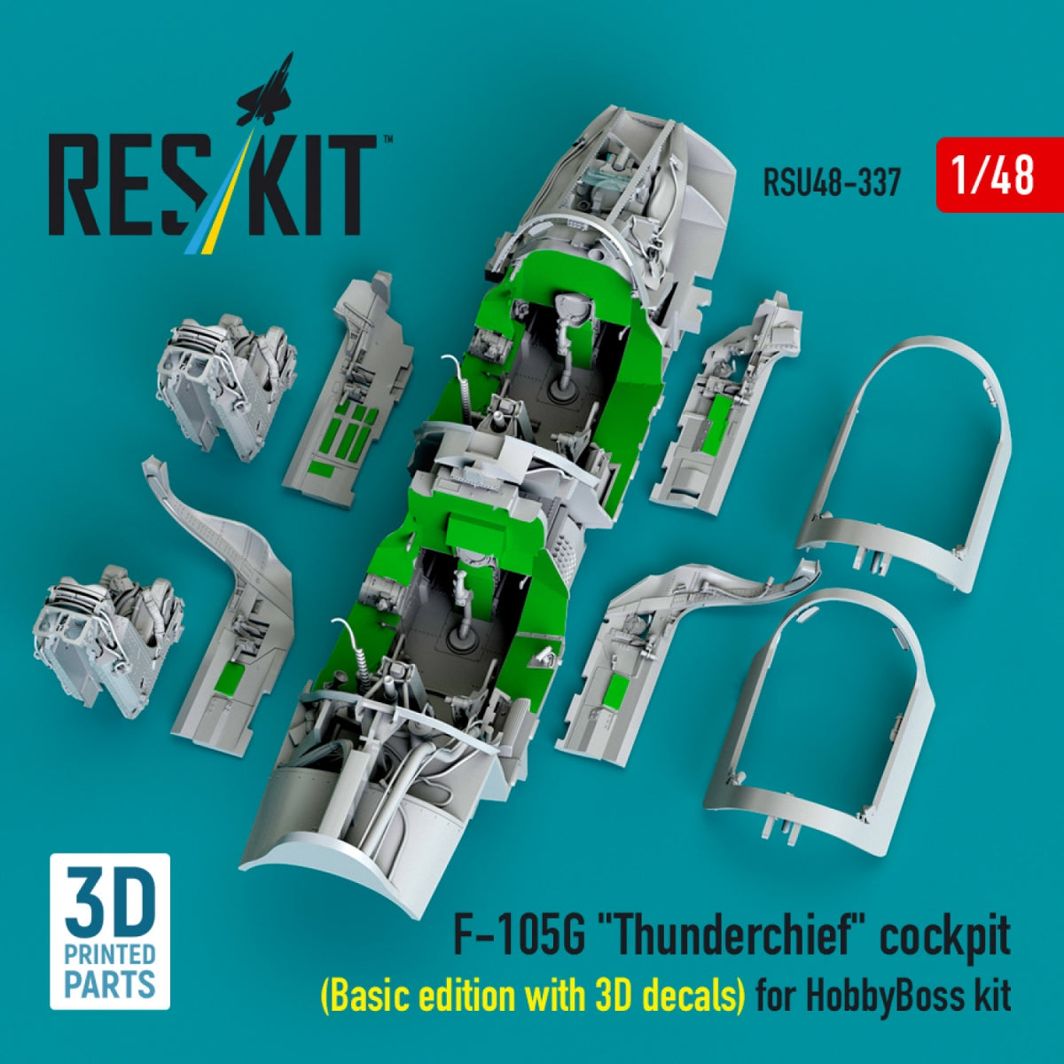 RESKIT RSU48-0337 F-105G &amp;quot;Thunderchief&amp;quot; cockpit (Basic edition with 3D decals) for HobbyBoss kit (3D Printed) 1/48 – zdjęcie 4