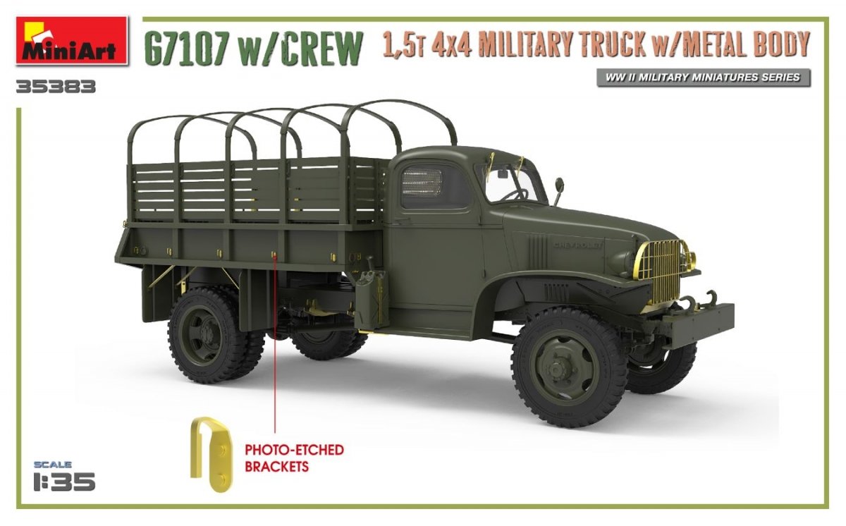 MiniArt 35383 G7107 w/CREW 1.5t 4X4 CARGO TRUCK w/METAL BODY 1/35 – image 4
