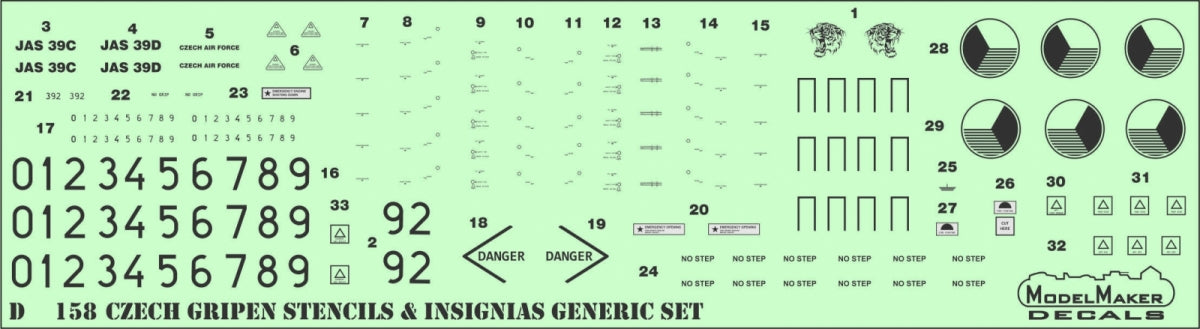 ModelMaker Decals D48158 Czech Gripen Stencils &amp;amp; Insignias generic set 1/48 – zdjęcie 2