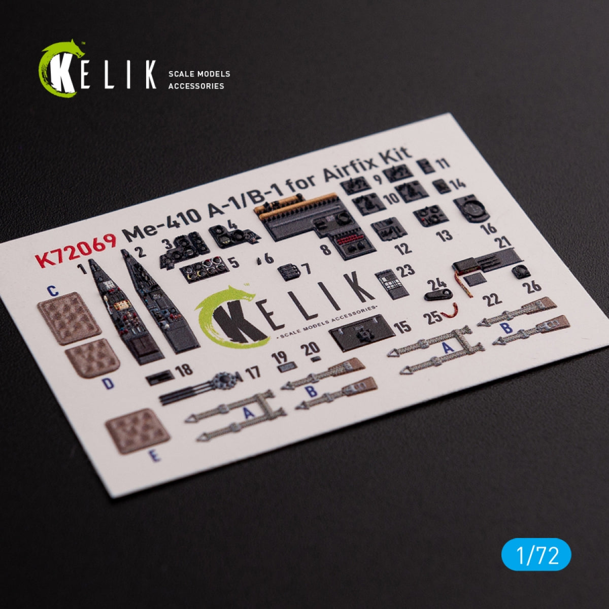 KELIK K72069 Messerschmitt Me410A-1 interior 3D decals for Airfix kit 1/72