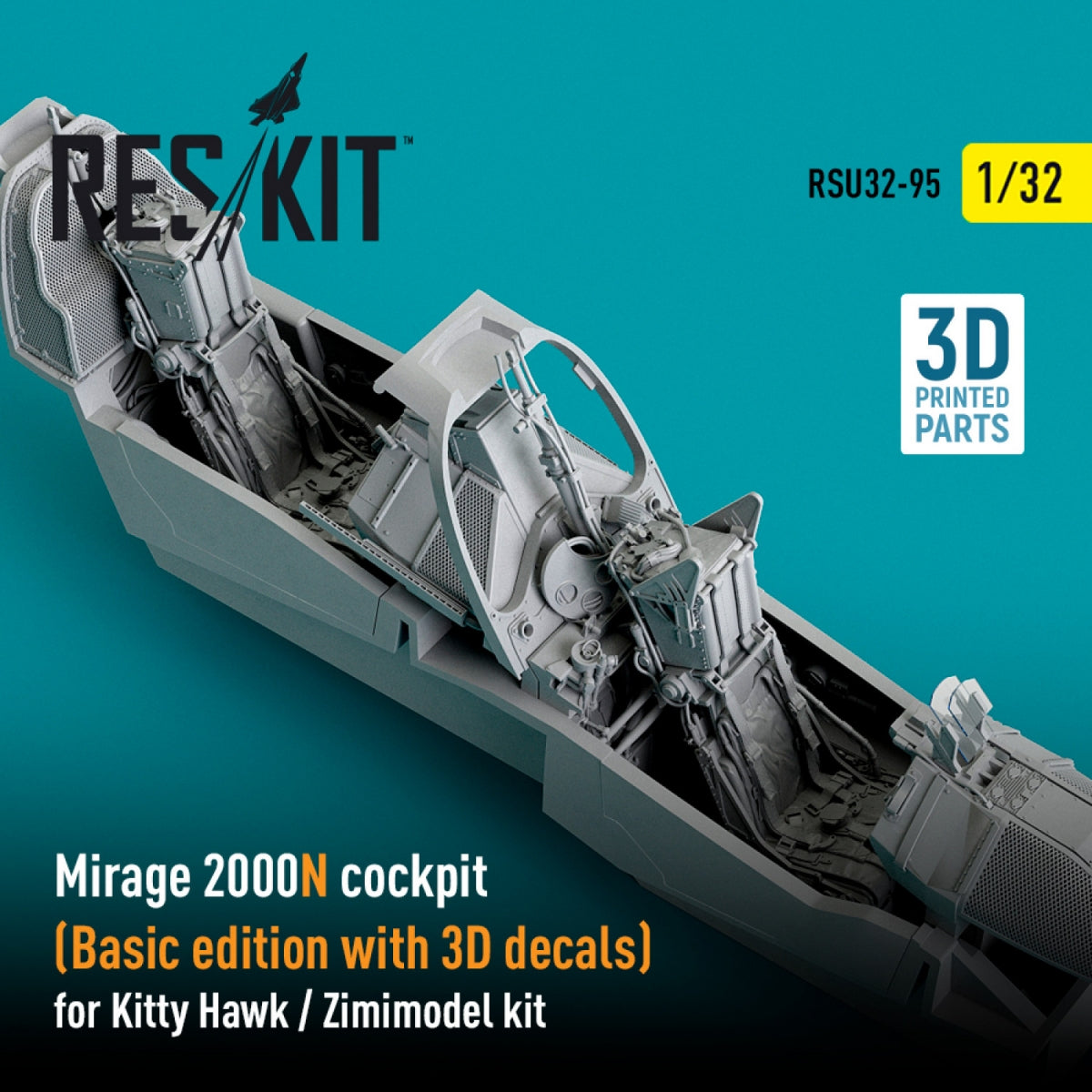RESKIT RSU32-0095 MIRAGE 2000N COCKPIT (BASIC EDITION WITH 3D DECALS) FOR KITTY HAWK / ZIMIMODEL KIT (3D PRINTED) 1/32 – zdjęcie 3