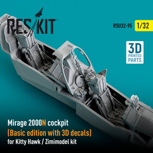 RESKIT RSU32-0095 MIRAGE 2000N COCKPIT (BASIC EDITION WITH 3D DECALS) FOR KITTY HAWK / ZIMIMODEL KIT (3D PRINTED) 1/32 – zdjęcie 3
