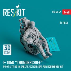 RESKIT RSF48-0069 F-105D &amp;quot;Thunderchief&amp;quot; pilot sitting in early ejection seat for HobbyBoss kit (1 pcs) (3D Printed) 1/48