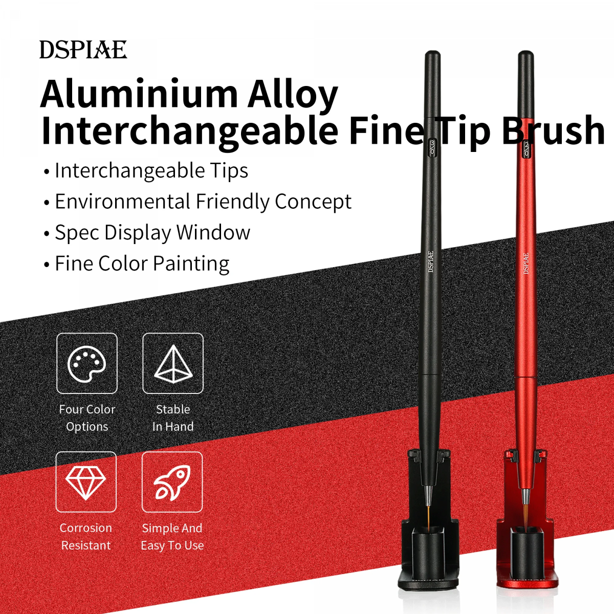 DSPIAE AT-FB03 Fine Brush With Replacable Point Tip - Grey / Precyzyjny pędzel z wymienną końcówką – zdjęcie 2
